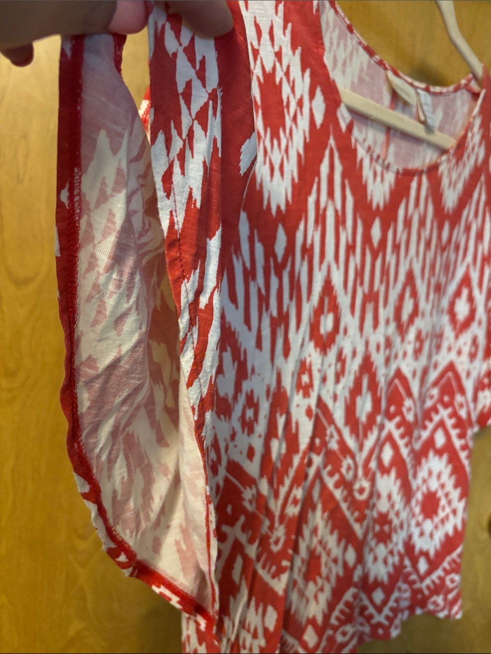 Chico's Red and White Geometric Printed Sleeveless Tank